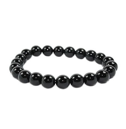 bracelet pierre agate noire perles naturelles