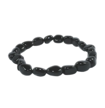 bracelet agate noire pierres nuggets