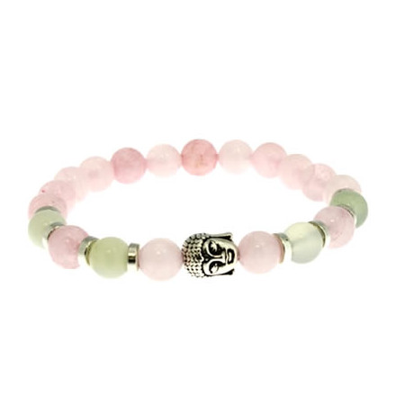 bracelet lithothérapie quartz rose et jade