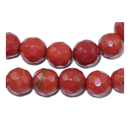 perle jaspe rouge facettée