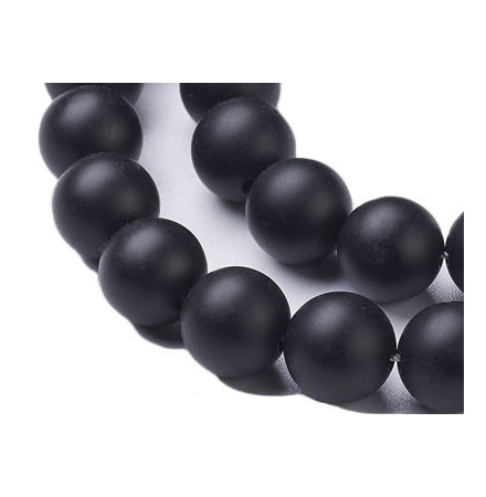 agate noire perles naturelles givrées