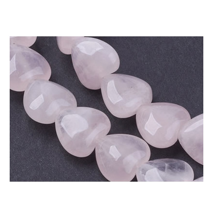 perles coeur quartz rose