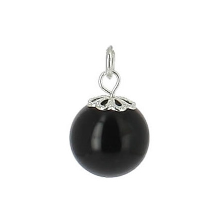 pendentif perle d'agate noire honua