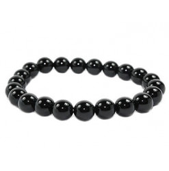 bracelet pierre agate noire perles naturelles