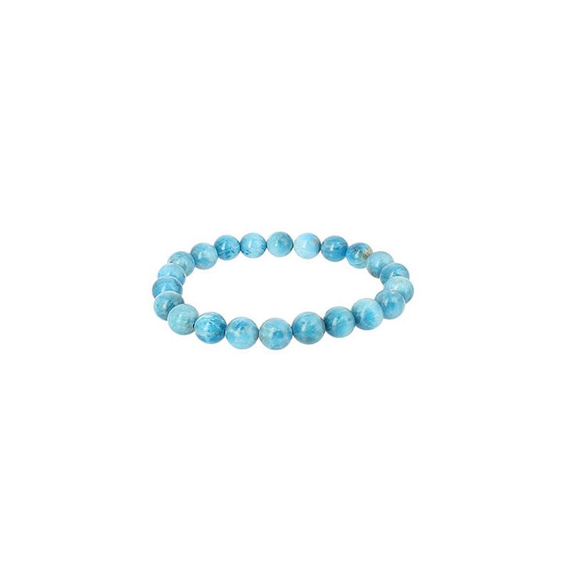 Cristaux Suisse - Bracelet Apatite bleue 8 - 8,5 mm / 18,5 cm. Taille M