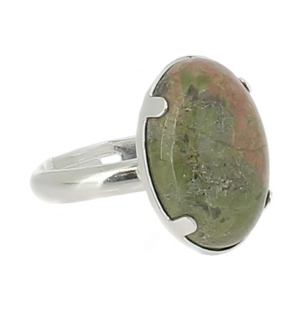 bague cabochon unakite et argent