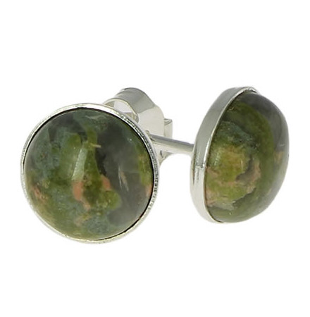 puces oreilles argent pierre unakite