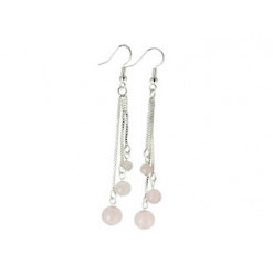 quartz rose boucles oreilles perles