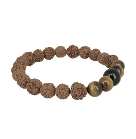 bracelet perles rudraksha oeil de tigre